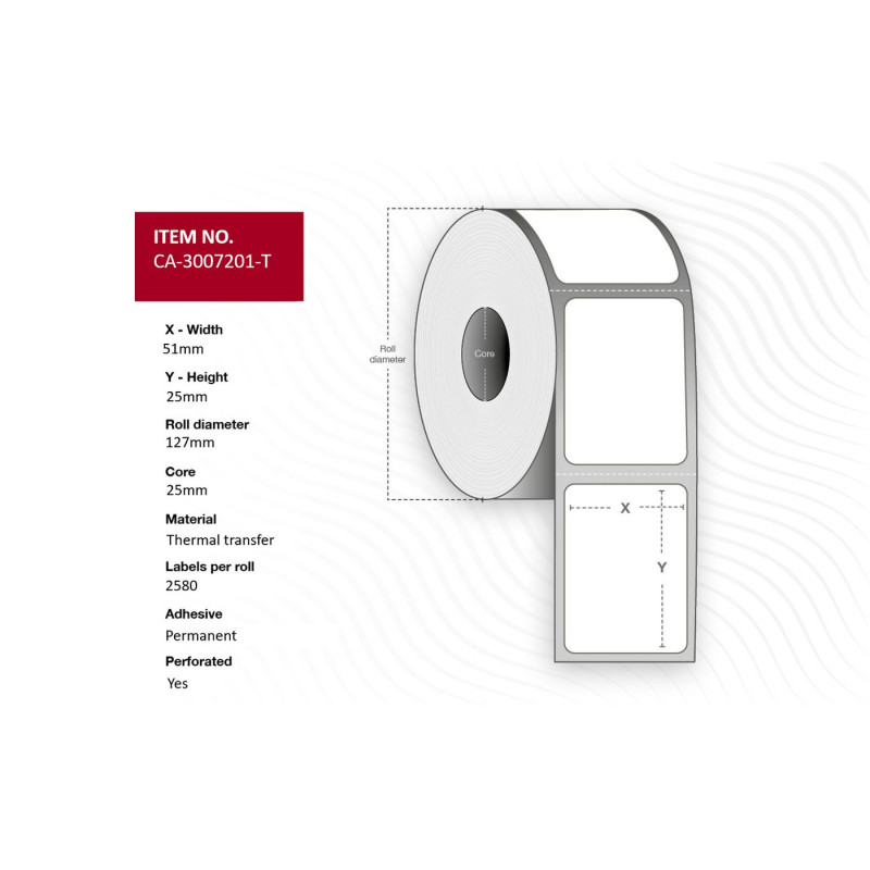 Label 51 x 25mm, Core 25mm,