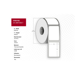 Label 102 x 64mm Core 25mm,