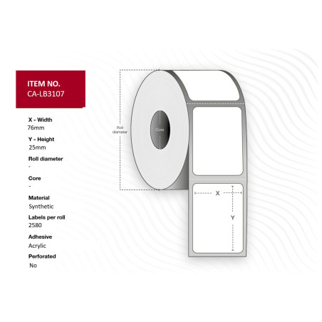 Label roll, 76x25mm, 1pc,