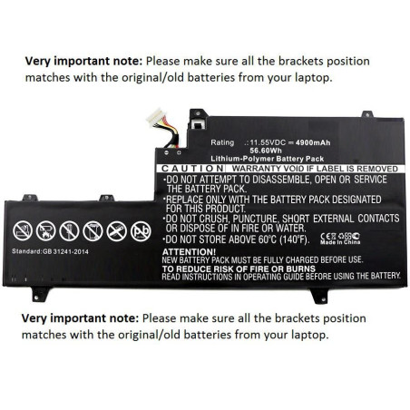 Laptop Battery for HP 57.00Wh