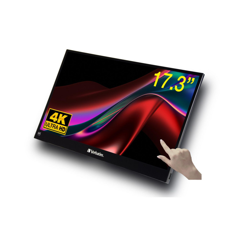 Monitor Portátil Táctil Verbatim PMT-17-4K 17.3"/ 4K/ Multimedia/ Negr