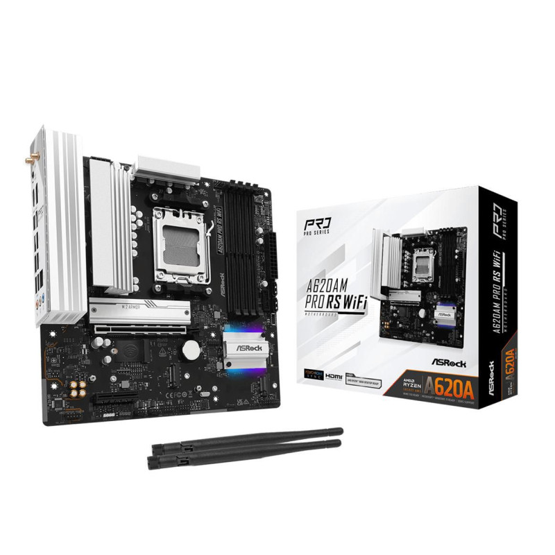 Placa Asrock A620AM Pro Rs WIFI,AMD,AM5,A620A,4DDR5,256GB,HD | APLIUM