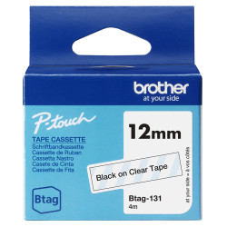 BTAG131 12MM BLACK ON CLEAR TAPE