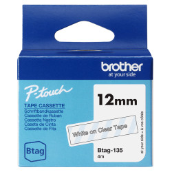 BTAG135 12MM WHITE ON CLEAR TAPE