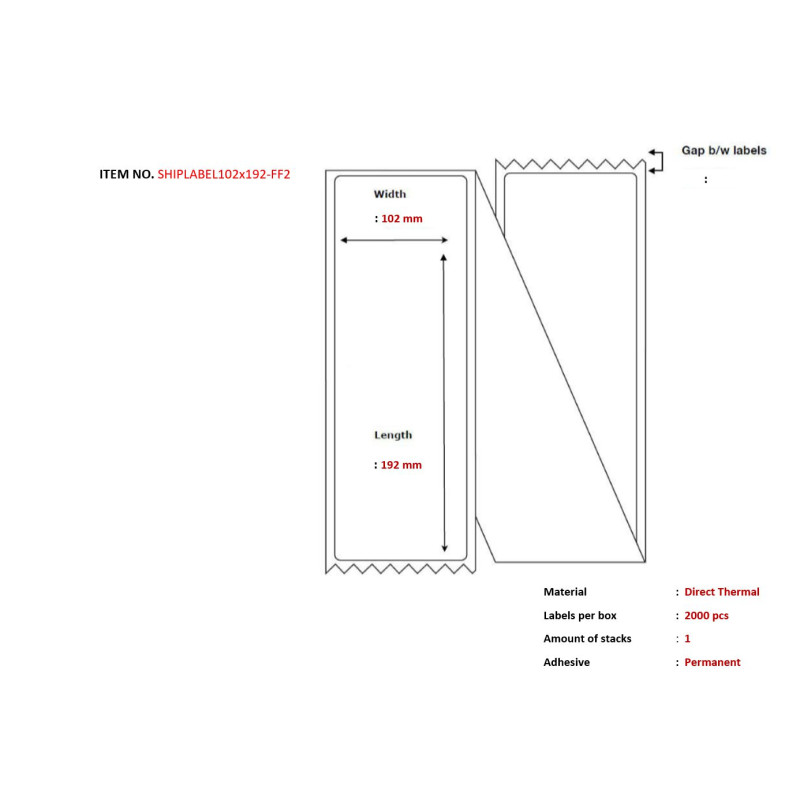 Ship-label 102 x 192mm,