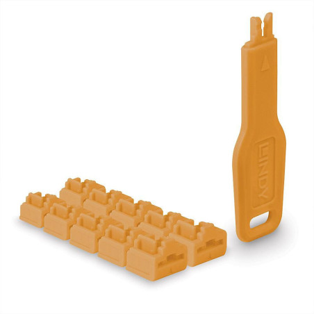 RJ45 Port Locks Orange, 10x +