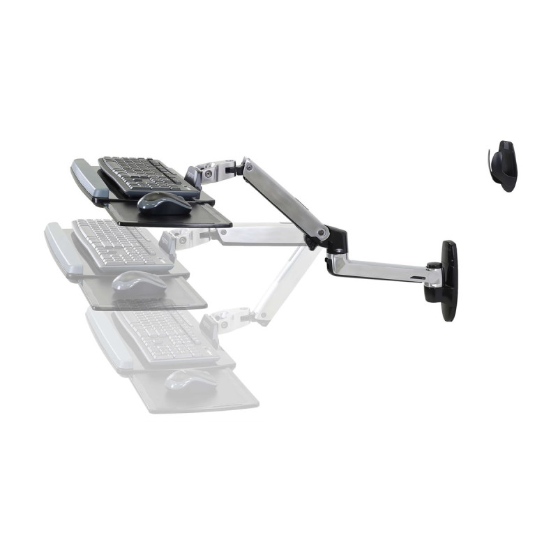 Keyboard Arm With 9 Extn Wall Mount Polished Aluminium | APLIUM