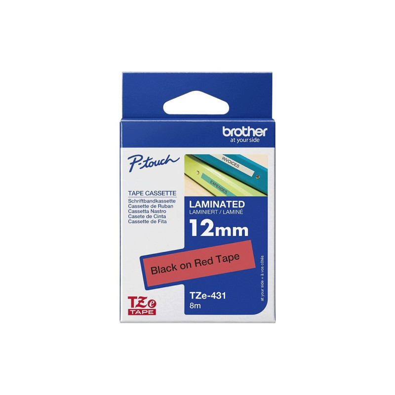 TZE431 12MM Black On Red Tape | APLIUM