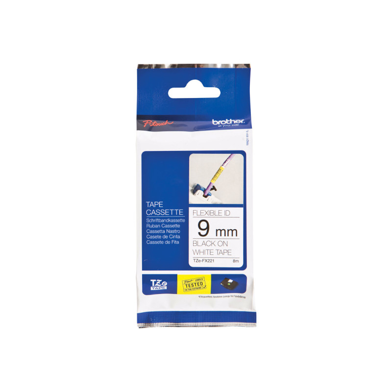 Brother TZe-FX221 - Adhesivo - negro sobre blanco - rollo (0,9 cm x 8
