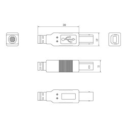 Cable USB 2.0 de 3 m - conectores chapados en oro - núcleo de ferrita