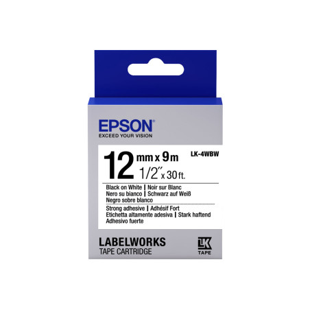Epson LabelWorks LK-4WBW - Adhesivo resistente - negro sobre blanco -