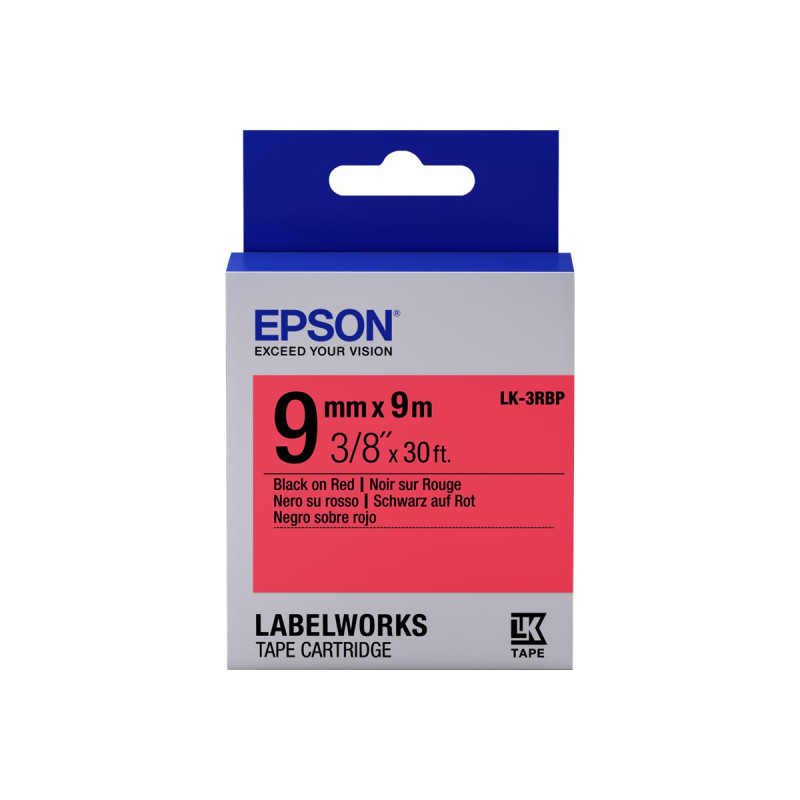 Epson LabelWorks LK-3RBP - Negro sobre rojo - Rollo (0,9 cm x 9 m) 1 c
