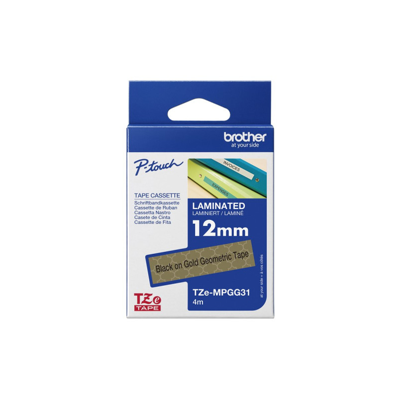 TZE-MPGG31 Laminated Tape 12MM Gold Black | APLIUM