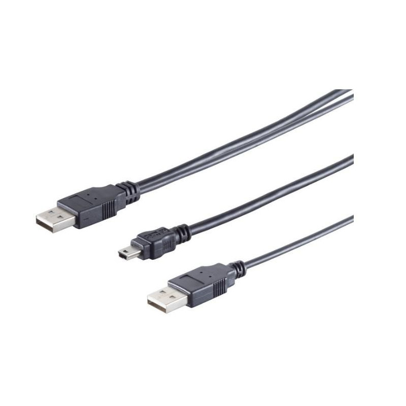 2x A plug to 5 pin mini B plug