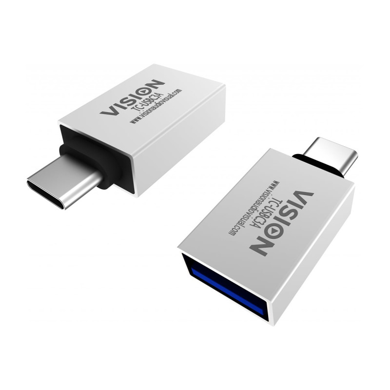 Adaptador USB C a USB A: se conecta a USB C y tiene un conector USB A