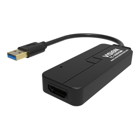 Cable USB A a HDMI: se conecta a USB y tiene un conector HDMI de tamañ