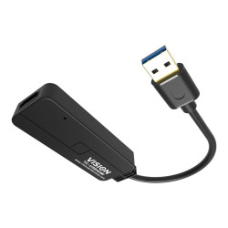 Cable USB A a HDMI: se conecta a USB y tiene un conector HDMI de tamañ