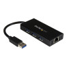 StarTech.com Hub USB 3.0 de Aluminio con Cable - Concentrador de 3 Pue