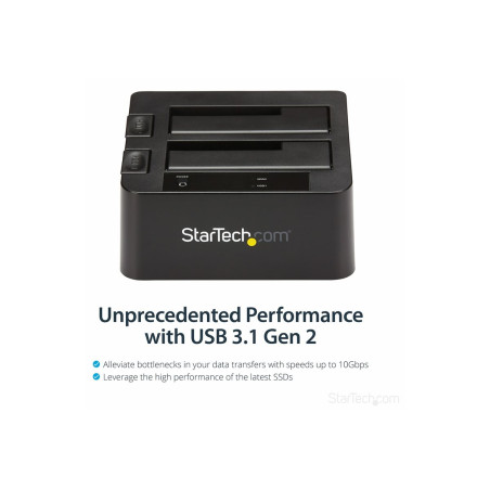 StarTech.com Dual-Bay USB 3.1 to SATA Hard Drive Docking Station, USB