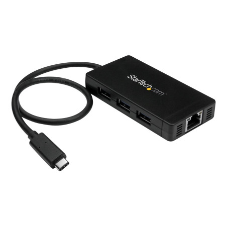 Startech Hub Concentrador USB 3.0 de 3 Puertos con USB-C y Ethernet Gi