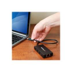 Startech Hub Concentrador USB 3.0 de 3 Puertos con USB-C y Ethernet Gi