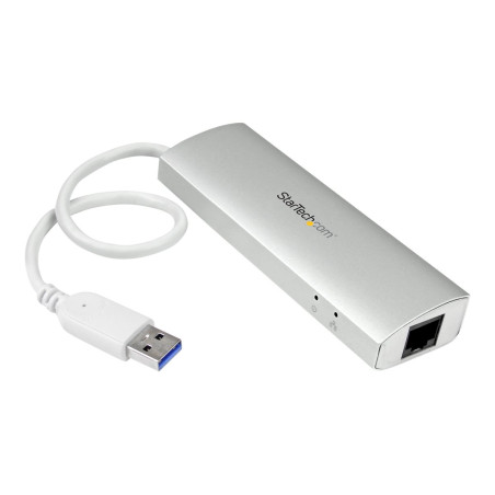 Startech Concentrador de 3 Puertos USB 3.0 con Adaptador de Red Ethern