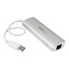 Startech Concentrador de 3 Puertos USB 3.0 con Adaptador de Red Ethern
