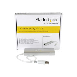 Startech Concentrador de 3 Puertos USB 3.0 con Adaptador de Red Ethern