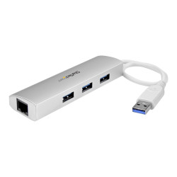 Startech Concentrador de 3 Puertos USB 3.0 con Adaptador de Red Ethern
