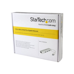 Startech Concentrador de 3 Puertos USB 3.0 con Adaptador de Red Ethern