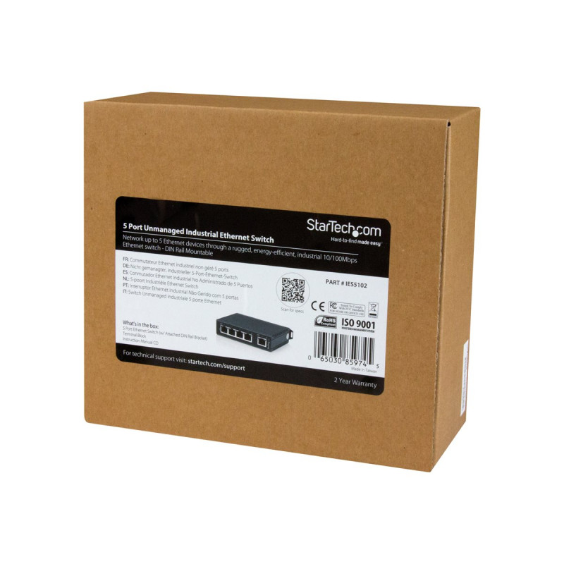 StarTech.com Switch Conmutador Industrial Ethernet 10/100 No Gestionad