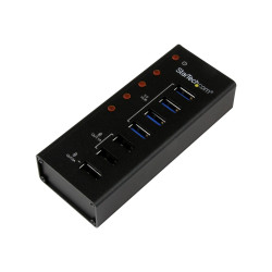 StarTech.com Hub Concentrador USB 3.0 de 4 Puertos con 3 Puertos de Ca