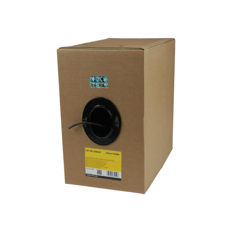 StarTech.com 1000 ft Bulk Roll of Black CMR Cat5e Solid UTP Riser Cabl