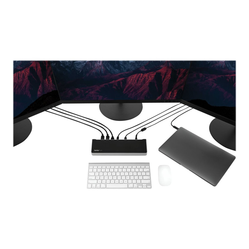 StarTech.com Dock USB-C - Docking Station para 3 Monitores 4K con 2 Di