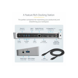 StarTech.com Dock USB-C - Docking Station para 3 Monitores 4K con 2 Di