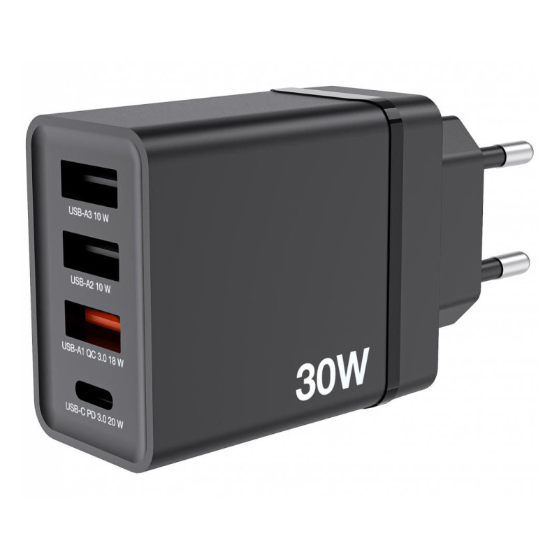 USB Wall Charger 30W, Black