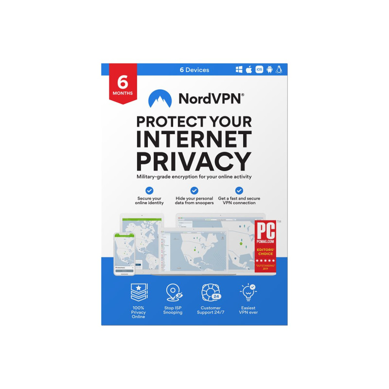 NordVPN - Licencia de suscripción (6 meses) - ESD - Win, Mac, Linux, A