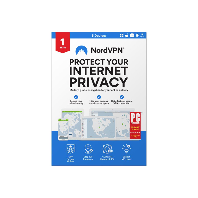 NordVPN - Licencia de suscripción (1 año) - ESD - Linux, Win, Mac, And