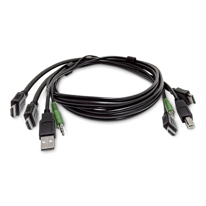 Dual-HDMI KVM Cable USB 2.0 3.5mm TAA
