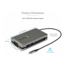 StarTech.com Adaptador Multipuertos USB-C - USB Tipo C a HDMI 2.0 4K a