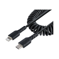 USB C To Lightning Cable - 50CM (20IN) Coiled Cable Black | APLIUM