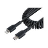 USB C To Lightning Cable - 50CM (20IN) Coiled Cable Black | APLIUM