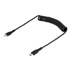 USB C To Lightning Cable - 50CM (20IN) Coiled Cable Black | APLIUM