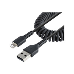 USB To Lightning Cable - 1M (3.3FT) Coiled Cable Black | APLIUM