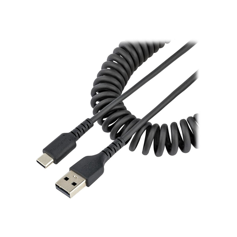 USB A To C Charging Cable - 50CM (20IN) Coiled Cable Black | APLIUM
