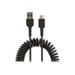 USB A To C Charging Cable - 50CM (20IN) Coiled Cable Black | APLIUM