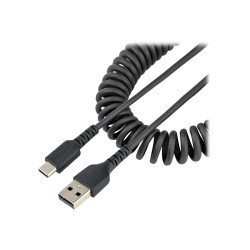 USB A To C Charging Cable - 1M (3.3FT) Coiled Cable Black | APLIUM