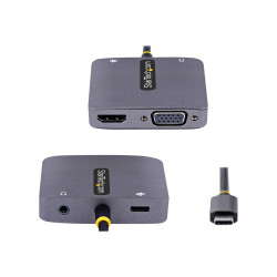 StarTech.com Adaptador de Vídeo USB C a HDMI/VGA 4K HDR, PD 3.0 de 100
