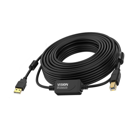 Cable USB 2.0 de 10 m - amplificador en línea a mitad del cable - cone