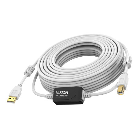 Cable USB 2.0 de 15 m - amplificador en línea a mitad del cable - cone